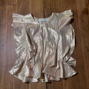 Marie Oliver Rose Gold Ruffled Sleeveless Blouse